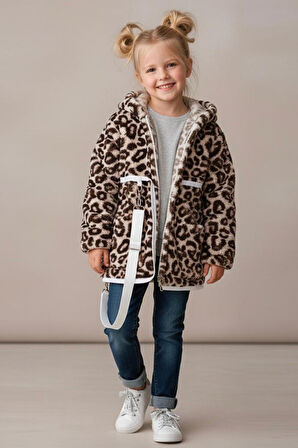 Miniğimin Cicileri Sırt Çantasına Dönüşebilen Peluş Unisex Çocuk  Mont - Kahverengi