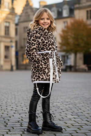 Miniğimin Cicileri Sırt Çantasına Dönüşebilen Peluş Unisex Çocuk  Mont - Kahverengi