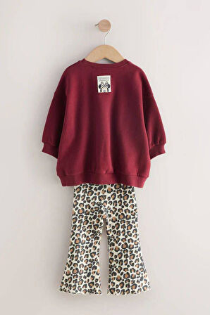 Miniğimin Cicileri Mnn Leopar Taytlı Kız Çocuk 2 li Takım - Bordo