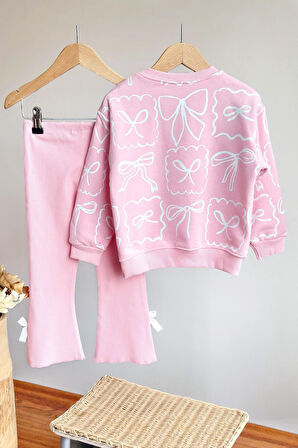 Miniğimin Cicileri Fiyonk Detaylı Kız Çocuk 2 li Takım - Açık Pembe