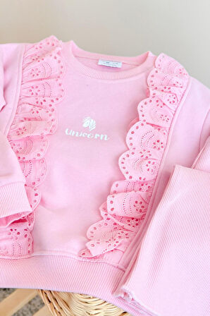 Miniğimin Cicileri Uncrn Fisto Detaylı Kız Çocuk 2 li Takım - Pembe