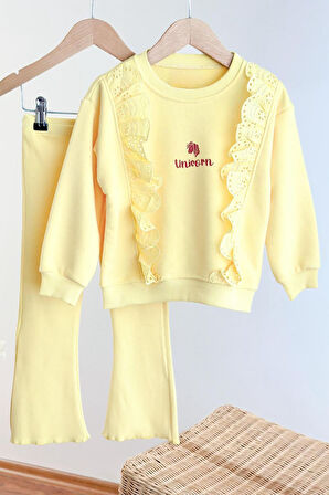 Miniğimin Cicileri Uncrn Fisto Detaylı Kız Çocuk 2 li Takım - Sarı