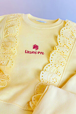 Miniğimin Cicileri Uncrn Fisto Detaylı Kız Çocuk 2 li Takım - Sarı