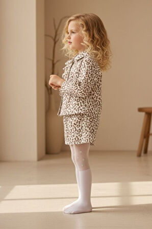 Miniğimin Cicileri  Asimetrik Leopar Desenli Kız Çocuk Takım - Haki