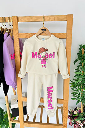 Miniğimin Cicileri Marasel  Baskılı Kız Çocuk 2 li Takım - Bej