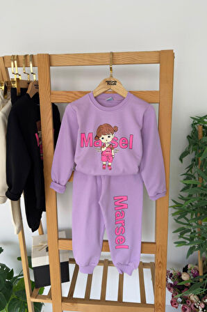 Miniğimin Cicileri Marasel  Baskılı Kız Çocuk 2 li Takım - Lila