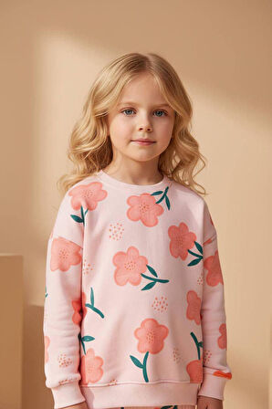 Miniğimin Cicileri Papatya Baskılı Taytlı Kız Çocuk Takım - Somon