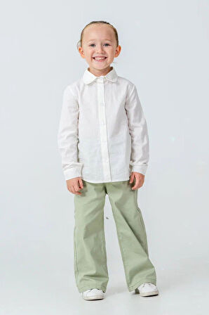 Miniğimin Cicileri Çiçek Motifli Triko Süveterli Pantolonlu Kız Çocuk 3 lü Kombin - Yeşil