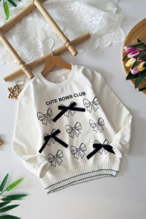 Miniğimin Cicileri Fiyonk Detaylı Taşlı Şortetekli Kız Çocuk Takım - Beyaz