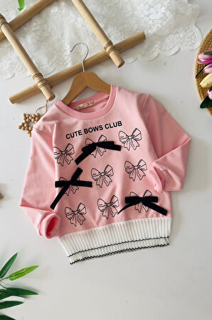 Miniğimin Cicileri Fiyonk Detaylı Taşlı Şortetekli Kız Çocuk Takım - Pembe