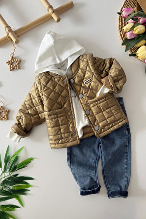 Miniğimin Cicileri Çıkarılabilir Kol Detaylı Min 3 lü Unisex Takım - Kahve