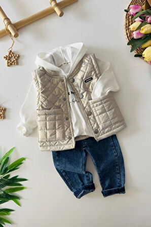 Miniğimin Cicileri Çıkarılabilir Kol Detaylı Min 3 lü Unisex Takım - Gri