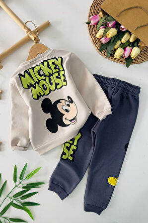 Miniğimin Cicileri Mcky Ms  Baskılı Erkek Çocuk Kışlık Takım - Bej