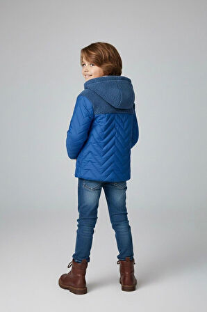 Miniğimin Cicileri Kapitoneli, Welsoft Detaylı Erkek Çocuk Mevsimlik Mont - Mavi
