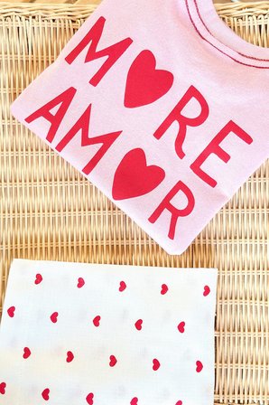 Miniğimin Cicileri More Love Baskılı Kalp Desenli Pantolonlu Kız Çocuk Takım - Pembe