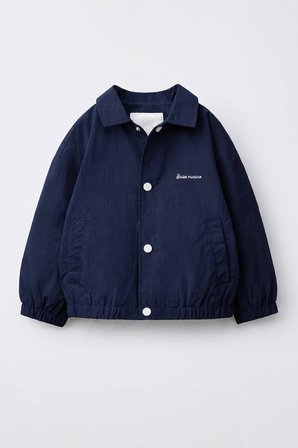Nakış Detaylı Çıtçıtlı Unisex Çocuk Yağmurluk Ceket - Lacivert