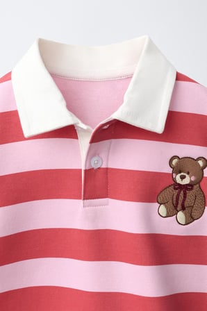 Ayıcık İşleme Detaylı Kız Çocuk Sweat - Pembe