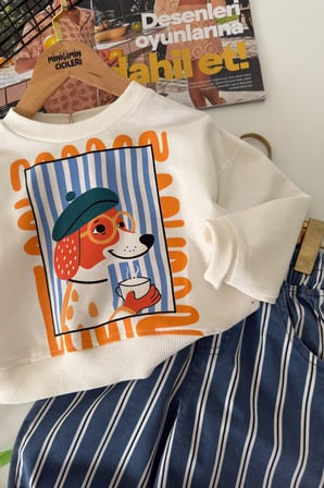 Artist Puppy Çizgili Erkek Çocuk Pantolon Takım - Lacivert