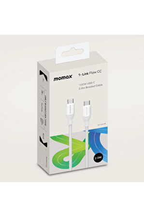 1-Link USB-C - USB-C (3,0m / Destek 100W) Örgülü (Siyah)