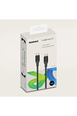 Bağlantılı Akış | USB-C'den USB C'ye Örgülü Kablo 100W (2m)