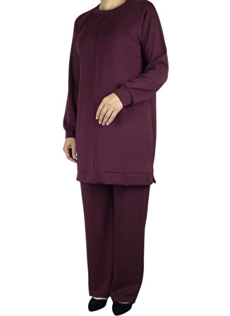 KADIN TUNİK ÖNÜ DİKİŞLİ ALTI BANTLI PANTOLON BELİ LASTİKLİ ÖNÜ DİKİŞLİ İKİLİ TAKIM