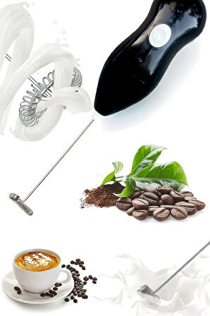 Süt, Kahve, Yumurta, Sos, Krema Köpürtücü. Kablosuz, Pilli. Barista Köpüğü-Siyah