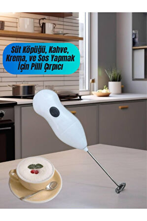Süt, Kahve, Yumurta, Sos, Krema Köpürtücü. Kablosuz, Pilli. Barista Köpüğü-Beyaz