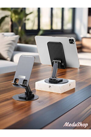 Metal Katlanabilir, Kendi Etrafında 360° Dönebilen Telefon-Tablet Standı