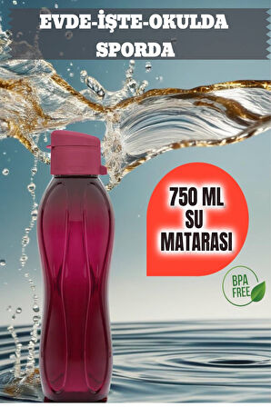 750 ML Su Matarası Eve, Okula, Spora, İş Yerine Uygun & Su Şişesi & Suluk - Bordo
