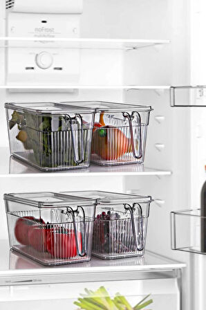 4'lü Kapaklı Kulplu Süzgeçli Dolap içi Düzenleyici Organizer