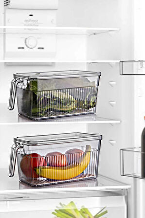 4'lü Kapaklı Kulplu Süzgeçli Dolap içi Düzenleyici Organizer