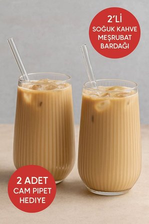 Borosilikat Sunum | Soğuk Meşrubat & Kahve Bardağı Isıya Dayanıklı Bardak 500 ml Origamicup 2 adet