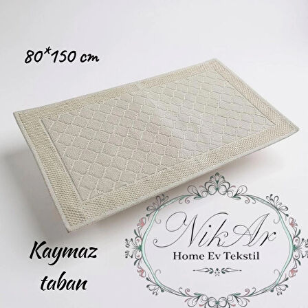 Pamuklu Kaymaz Taban Dikdörtgen Banyo Paspası 80x150 Cm, Pamuk Dokuma Banyo Halısı