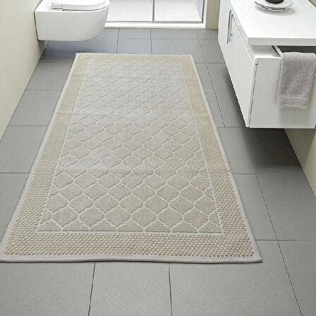 Pamuklu Kaymaz Taban Dikdörtgen Banyo Paspası 80x150 Cm, Pamuk Dokuma Banyo Halısı