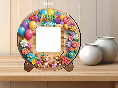 14x14 cm UV Baskılı Fotoğraf Çerçevesi V3 MDF Malzemeden Çocuklar İçin 