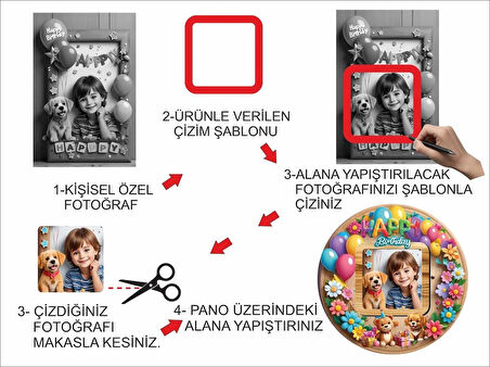 14x14 cm UV Baskılı Fotoğraf Çerçevesi V3 MDF Malzemeden Çocuklar İçin 