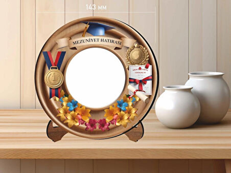 14x14 cm UV Baskılı Mezuniyet Erkek Fotoğraf Çerçevesi V3 MDF Malzemeden 