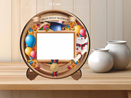 14x14 cm UV Baskılı Mezuniyet Kadın Fotoğraf Çerçevesi V4 MDF