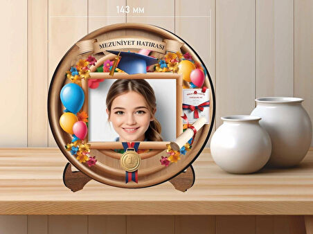 14x14 cm UV Baskılı Mezuniyet Kadın Fotoğraf Çerçevesi V4 MDF