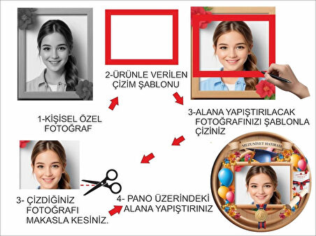 14x14 cm UV Baskılı Mezuniyet Kadın Fotoğraf Çerçevesi V4 MDF