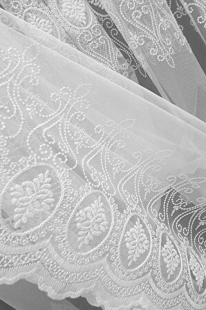 Brillant Damask Mentol Salon Tül Perde Model Tasarım Çeşit Renk Tül 3 Katpileli