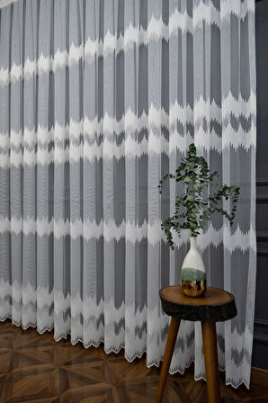 Brillant Zigzag Spor Genç Tasarım Desen Model Tül Perde Işlemeli Tül 3 Katpileli