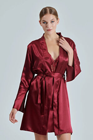 Kadın 6 Parça Saten Gecelik Gelin Çeyiz Seti, Gecelik Sabahlık Pijama Takım Şortlu Takım