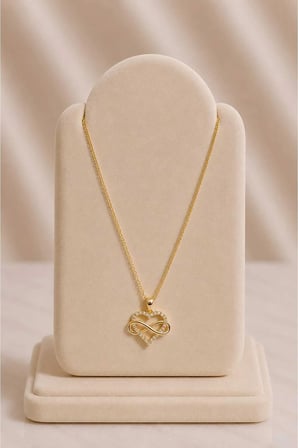 Sonsuzluk Kalp Zirkon Taşlı Gold Kolye