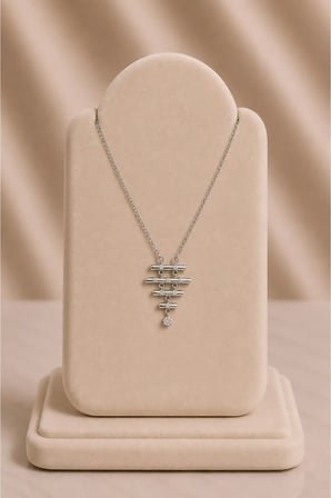 Taş Detaylı Katmanlı Silver Kolye