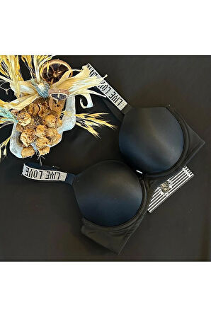Işıltılı Askılı Bra Foam Cup 8830 Siyah