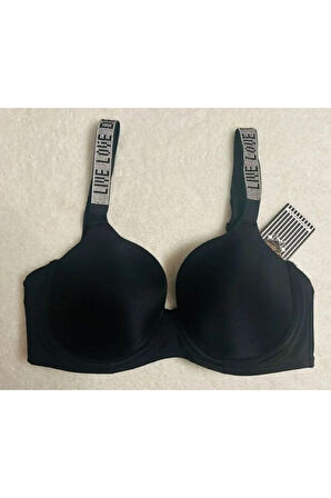Işıltılı Askılı Bra Foam Cup 8830 Siyah