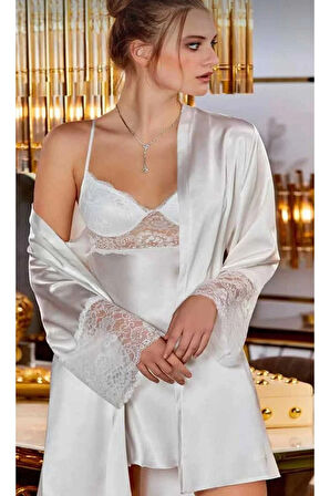 Kutulu Çeyizlik Dantelli Saten 6'lı Set-300