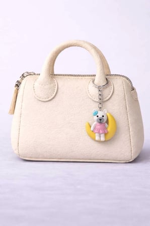 🎀🐻🌙 Sevimli Ayı Metal Zincirli Anahtarlık Charm –Çanta ve Anahtar Aksesuarı