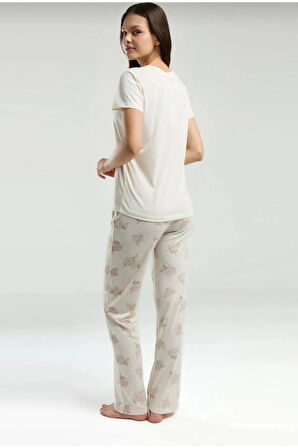 Kadın Kısa Kol Cepli Pijama Takım-9006